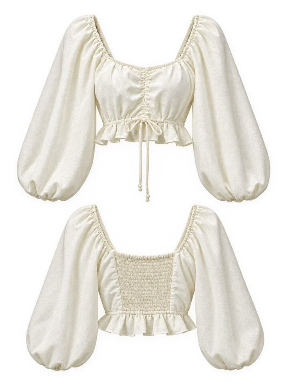 Show Me Your Mumu Women's Romantic Renaissance Ivory Puff Sleeve Crop Top Size S - Picture 10 of 10